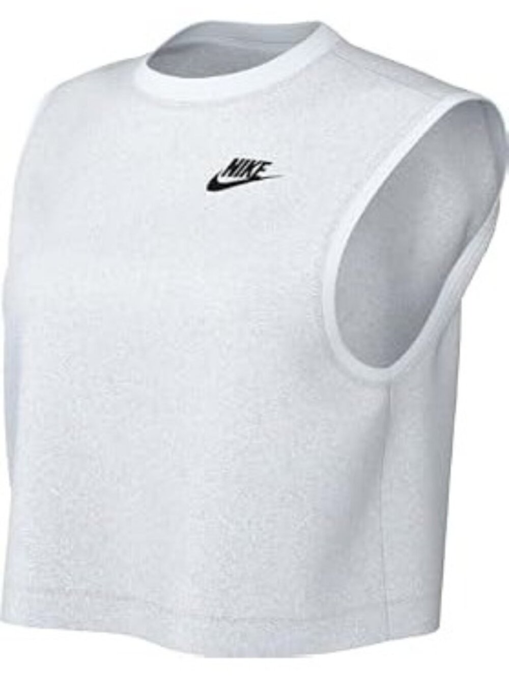 Nike Womens White Crop Tank Top Logo Embroidered Sleeveless Size L New